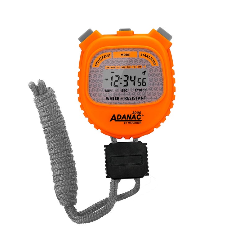 Marathon Adanac 3000 Digital Stopwatch Timer, Neon Orange - High Precision Accuracy to 1/100th Seconds - Water, Dust & Shock Resistant - 46â€ Lanyard Included - Image 1